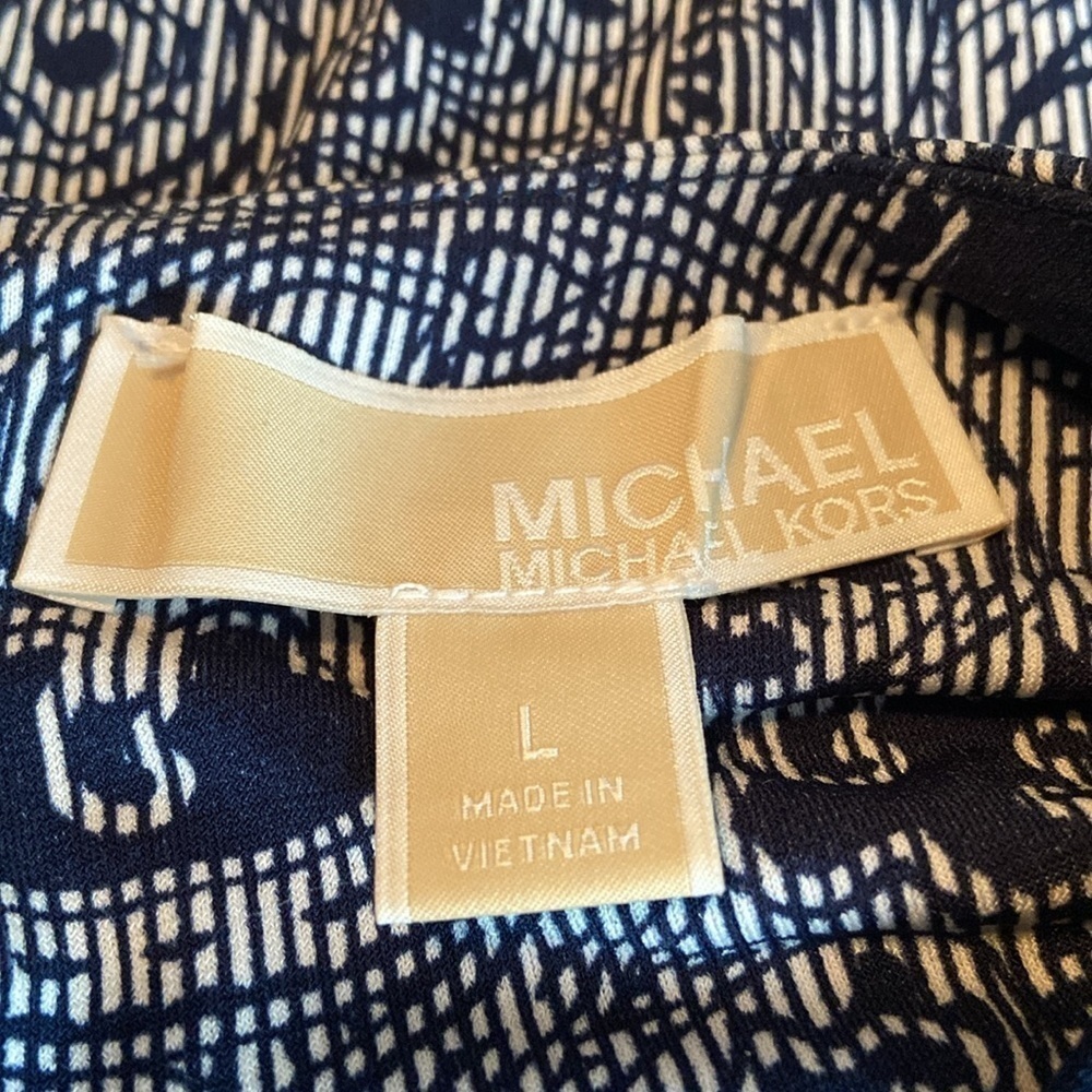 Michael Michael Kors Short Sleeve Paisley Dress Navy Blue L - Picture 7 of 7